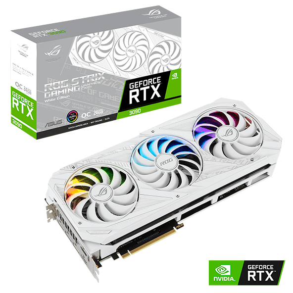 Placa de Video Asus GeForce RTX 3090 24GB GDDR6X ROG Strix White Edition OC  384-bit, ROG-STRIX-RTX3090-O24G-WHITE | Pichau