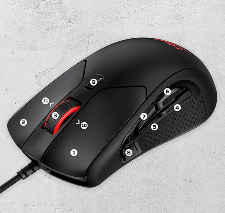 Mouse Gamer Hyperx Pulsefire Raid Rgb 16000dpi 11 Botoes Preto Hx Mc005b Pichau 