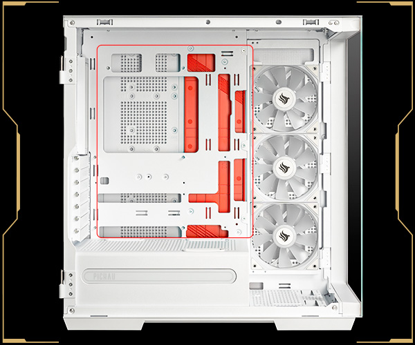 Conectores traseiros e suporte para ATX/M-ATX