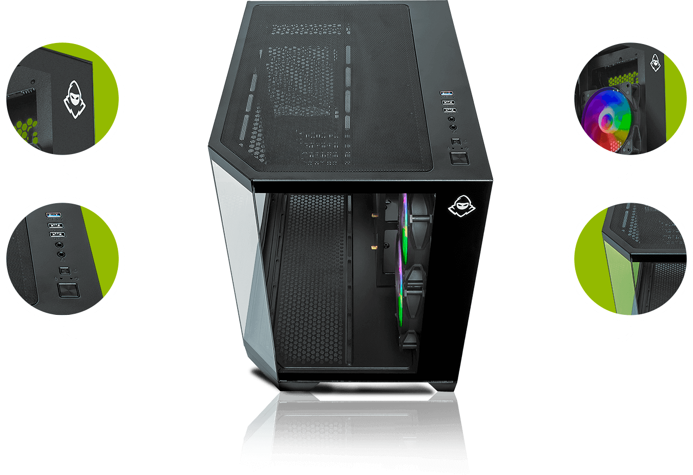 Gabinete Gamer Mancer CV700B, Mini-Tower, Lateral de Vidro, Com 2 Fans, Preto 15 Foto com as specs do gabinete