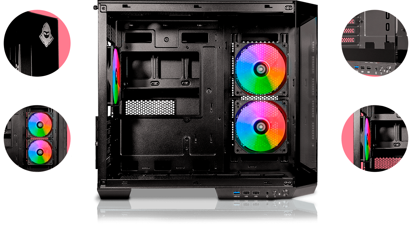 Foto com as specs do gabinete