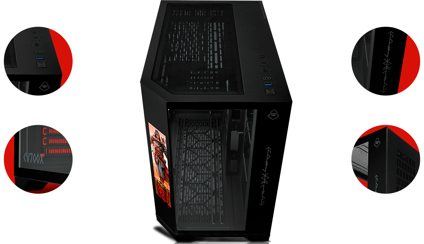 Foto com as specs do gabinete