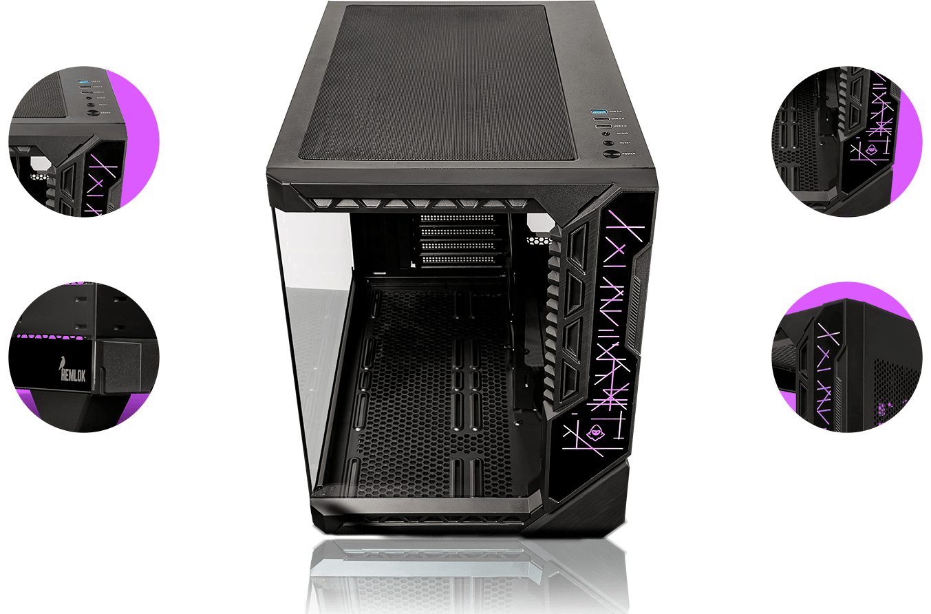 Foto com as specs do gabinete