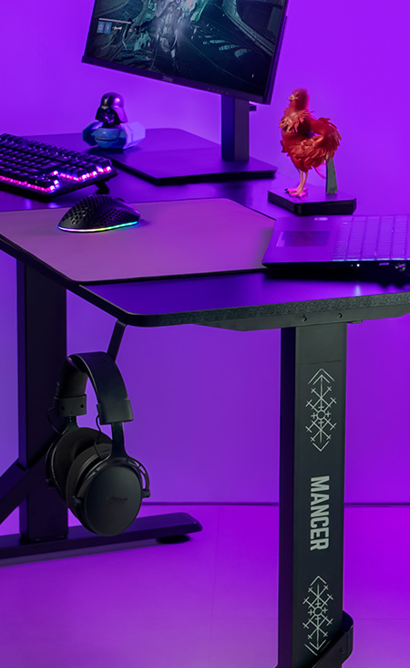 Mesa Gamer Mancer Runic, Com Regulagem de Altura, 136cm, Preto 10