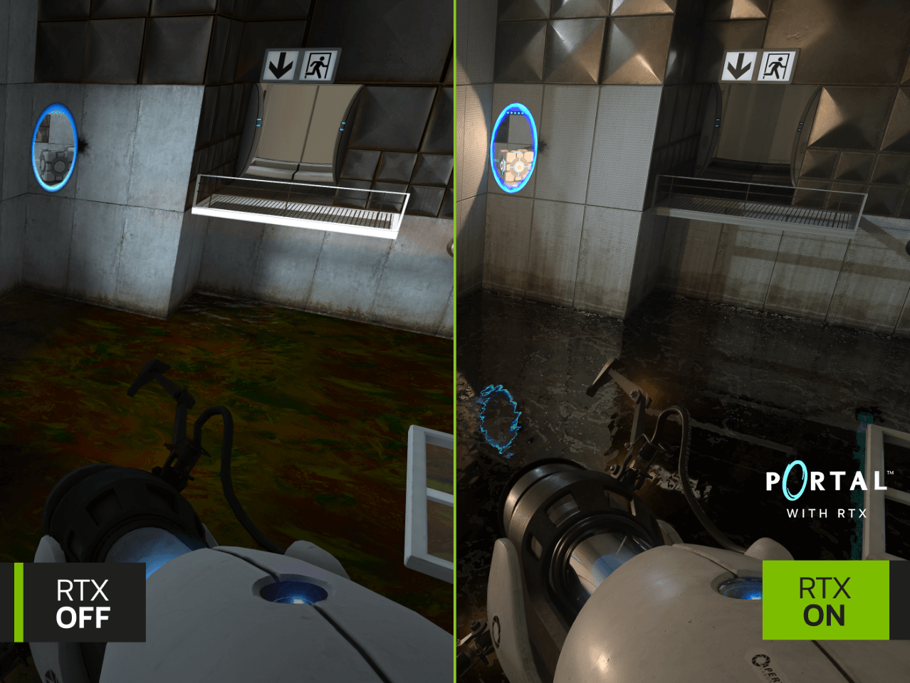 Gameplay de Portal 2 em uma placa de vídeo RTX