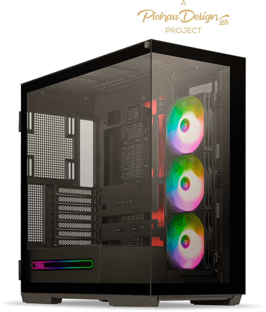 Gabinete Voyager com a logo Pichau Design Lab